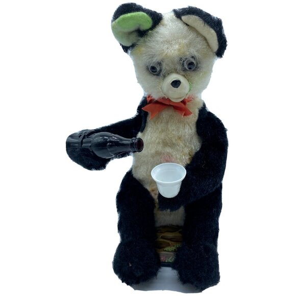 1950’s Vintage Battery Operated Panda Bear Pouring Drink Tin Litho Toy Untested - Picture 1 of 16